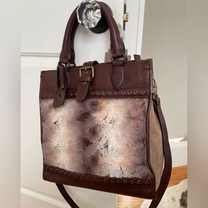 Pikolinos Leather and Faux Fur Bag Tote Satchel- Absolutely Amazing- Rare- NWT